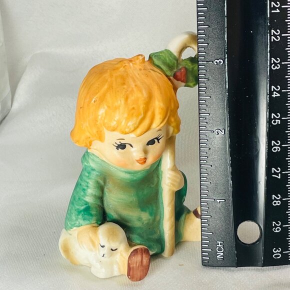 Lefton Shepherd Boy Girl Sheep Staff Figurine Christmas Holy Vintage Hand Paint - Picture 6 of 7